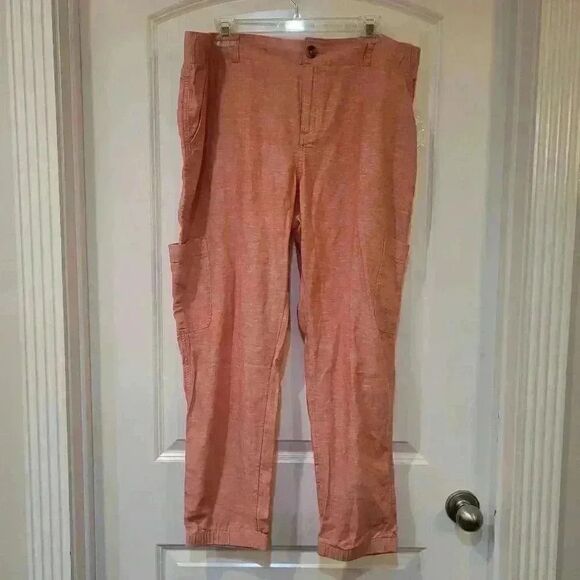 Sonoma Women's Oak Orange Linen Utility Joggers NEW - Picture 2 of 15